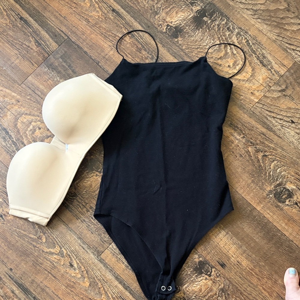 Black Spaghetti Strap Bodysuit, xxs